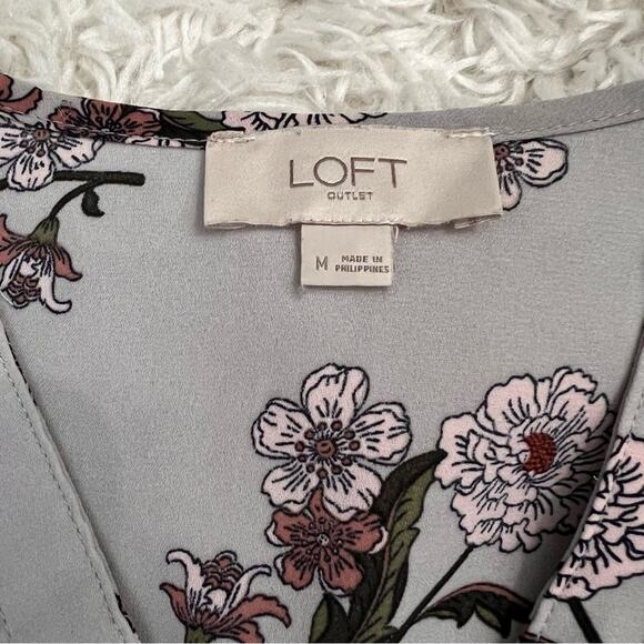 Loft Outlet Multicolored Floral Ruffle Blouse Top Size M - Picture 4 of 8